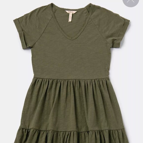 NEW MATILDA JANE Olive Green On a Walk Dress Knee Length Tiered size L - Picture 4 of 7